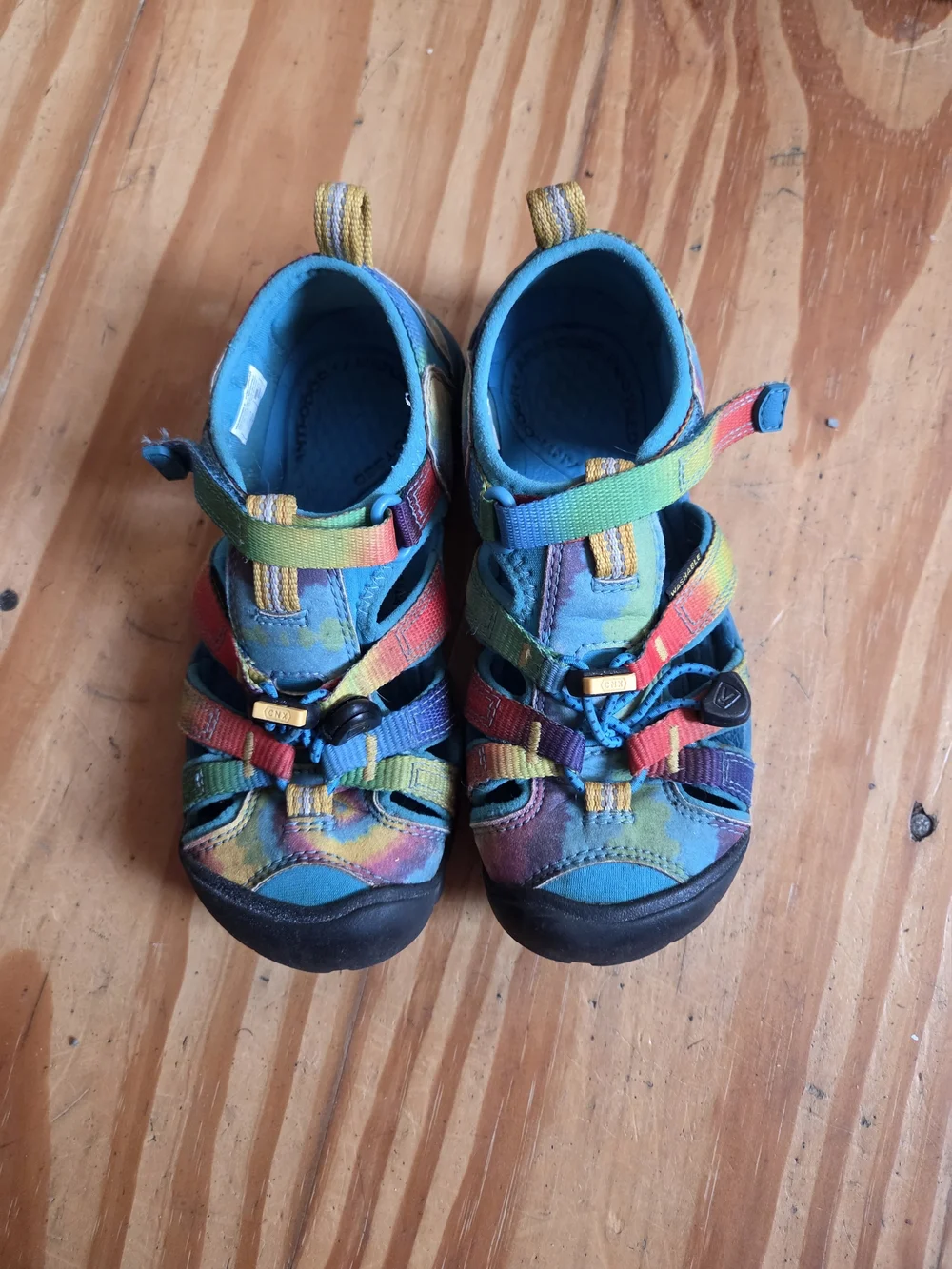 Keen Kids Teal Sandals with Rainbow Straps